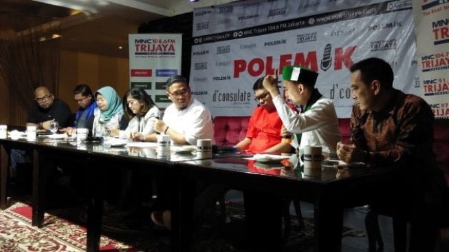 Diskusi bertajuk Ribut Rebut Kursi Menteri di D'Consulate Lounge, Jalan KH. Wahid Hasyim, Jakarta Pusat, Sabtu (6/7/2019). [Suara.com/Ria Rizki]
