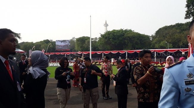 Suasana upacara peringatan detik-detik proklamasi di Istana Negara. (Suara.com/Ummi HS).