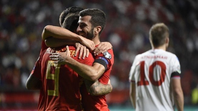 Timnas Spanyol menang 4-0 atas Kepulauan Faroe di laga lanjutan Kualifikasi Piala Eropa 2020. (AFP)