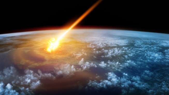 Ilustrasi asteroid tabrak bumi. (Shutterstock)