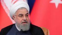 Presiden Iran Hassan Rouhani menghadiri konferensi pers di Teheran usai pertemuan dengan Rusia, Suriah dan Turki pada 7 September 2018 [AFP]