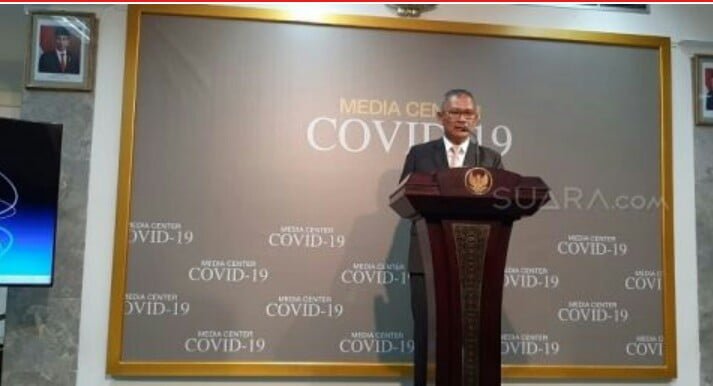 Jubir Pemerintah Untuk Penanganan Covid-19 (Corona) Achmad Yurianto di Kantor Presiden, Jakarta Pusat. (Suara.com/Ummi HS).