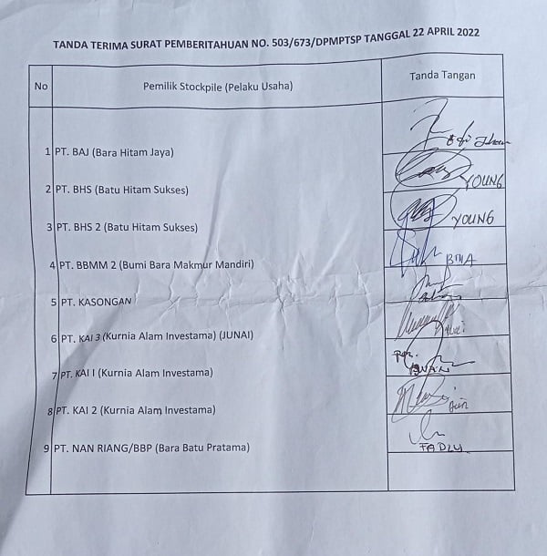 Foto tanda terima surat pemberitahuan