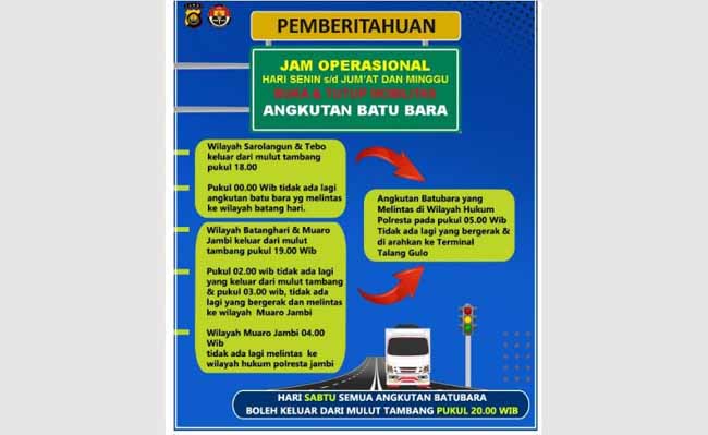 Aturan Terbaru Truk Batu Bara di Jambi