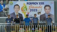 Wakil Gubernur Jambi,  Abdullah Sani membuka secara resmi Pertandingan Cabang Olahraga Bulutangkis pada Porprov XXIII (Ke-23) Provinsi Jambi Tahun 2023, bertempat di Hall Bulutangkis Kurniawan Pasir Panjang Danau Teluk, Kota Jambi, Senin (10/07/2023).