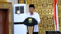 wakil gubernur jambi, abdullah sani saat membuka sosialisasi pedoman perilaku penyiaran dan standar pelanggaran pemilu 2024.