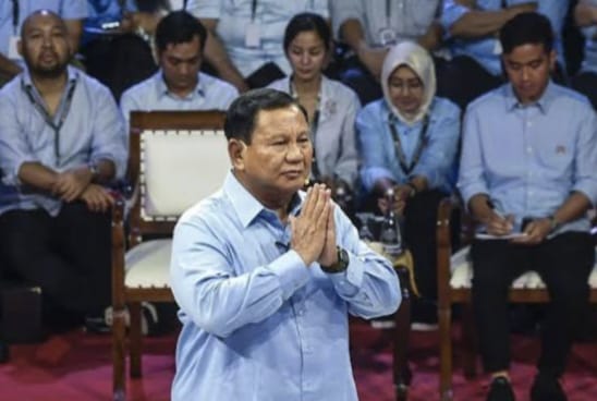 prabowo saat debat capres.