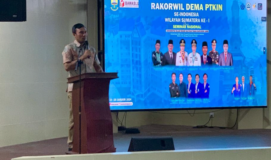 Ketua DPRD Provinsi Jambi Jadi Pembicara di Rakorwil Dema PTKIN se Indonesia Wilayah Sumatera 1.