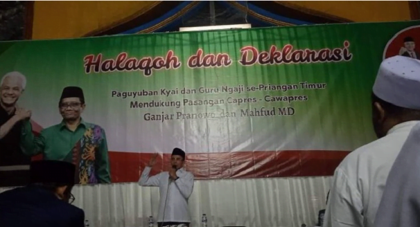wakil ketua tpn ganjar mahfud muhammad zainul majdi atau tgb menghadiri halaqoh dan deklarasi paguyuban kiai dan guru ngaji se priangan timur di kabupaten garut,