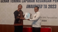 Penyerahan LKPD Unaudited Tahun Anggaran 2023 Kepada BPK RI Perwakilan Jambi. Foto: Oga/Jambiseru.com