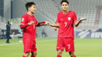 Dua punggawa Timnas Indonesia, Witan Sulaiman (kiri) dan Marselino Ferdinan (kanan).