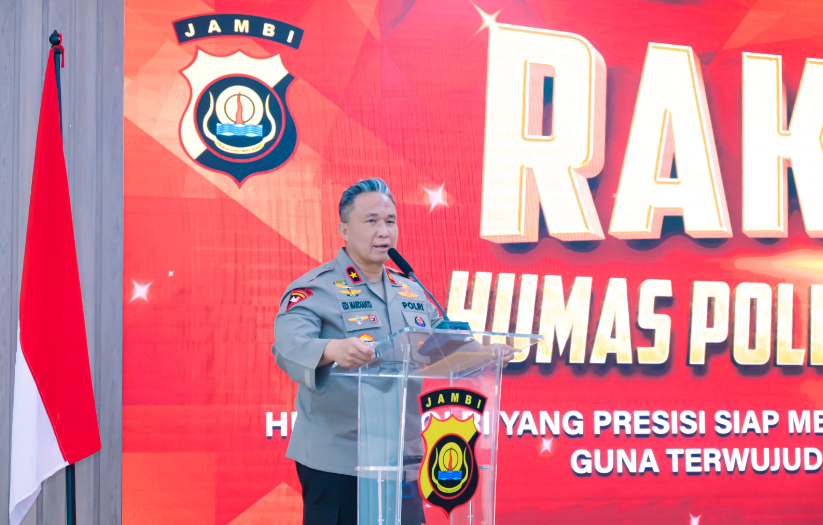 wakapolda jambi, brigjen pol edi mardianto menghadiri dan buka rapat kerja tekhnis (rakernis) bidang hubungan masyarakat (humas) polda jambi tahun 2024