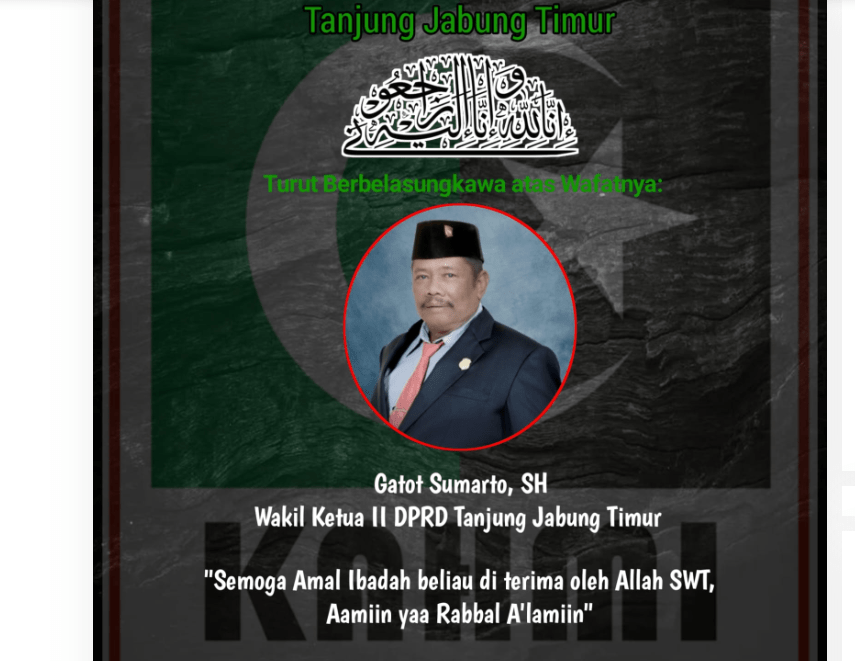 wakil ketua dprd kabupaten tanjung jabung timur, gatot sumarto. wakil ketua dprd kabupaten tanjung jabung timur, gatot sumarto.