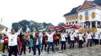 Peluncuran Pilkada serentak 2024 di halaman kantor Bupati Merangin. Minggu (23/6/2024).