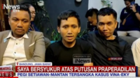 pegi setiawan saat memberi pernyataan usai status tersangkanya dibatalkan dalam kasus pembunuhan vina dan eky di cirebon.