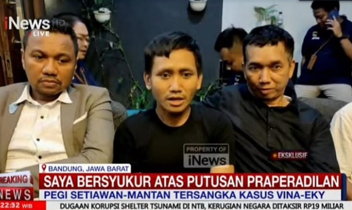 pegi setiawan saat memberi pernyataan usai status tersangkanya dibatalkan dalam kasus pembunuhan vina dan eky di cirebon. pegi setiawan saat memberi pernyataan usai status tersangkanya dibatalkan dalam kasus pembunuhan vina dan eky di cirebon.