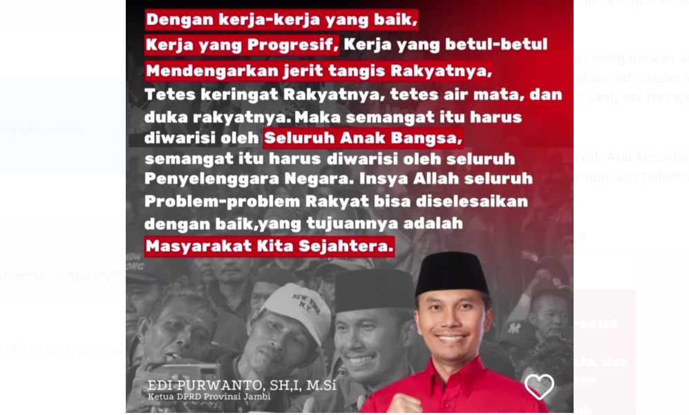 Ketua DPRD Provinsi Jambi, Edi Purwanto.