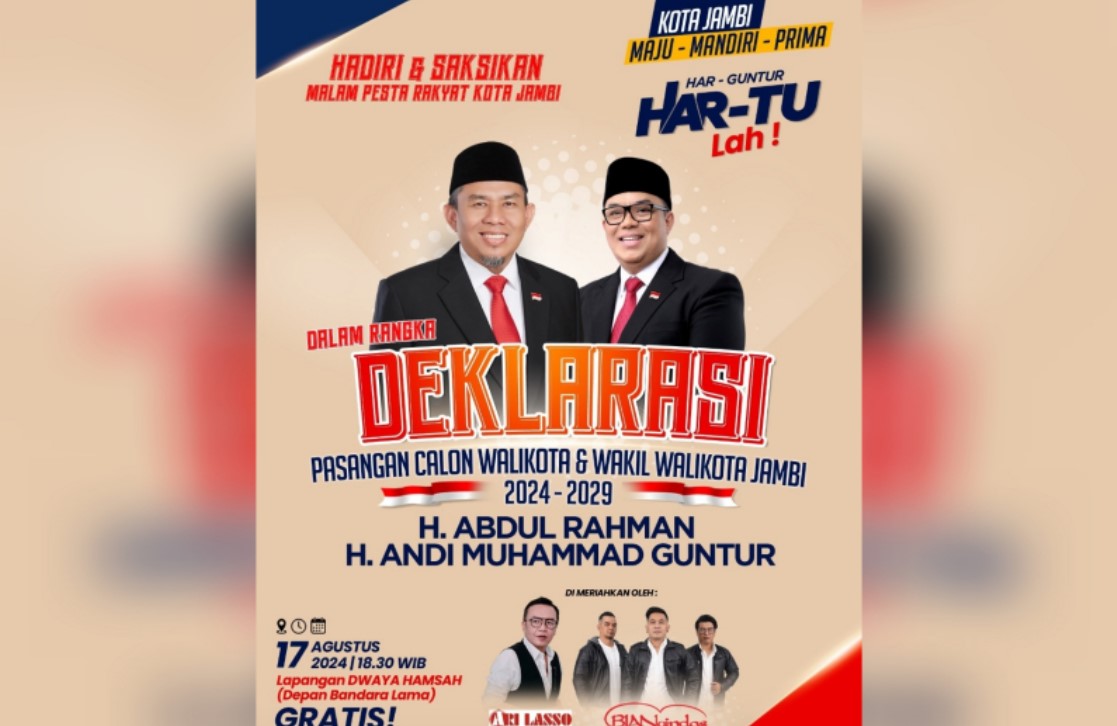 Konser Ari Lasso malam ini, dalam rangka deklarasi H Abdul Rahman-Andi Muhammad Guntur, di Jambi. Foto : dok tim