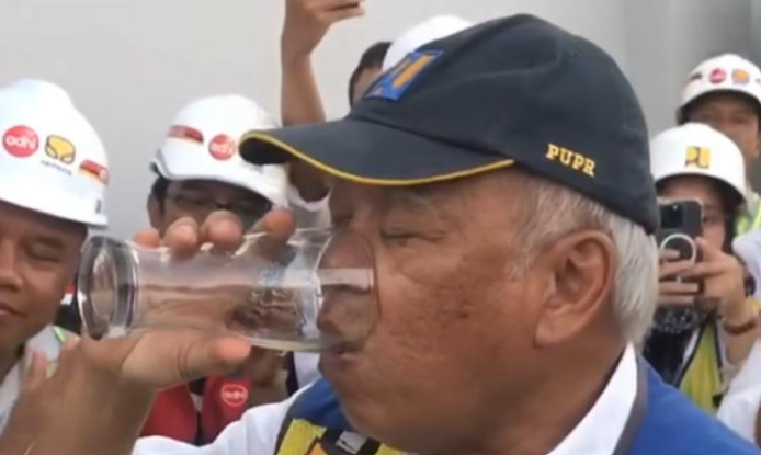 potret basuki minum dari keran air di ikn