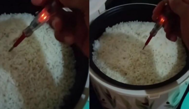 viral pria ini kaget kesetrum nasi saat mau makan