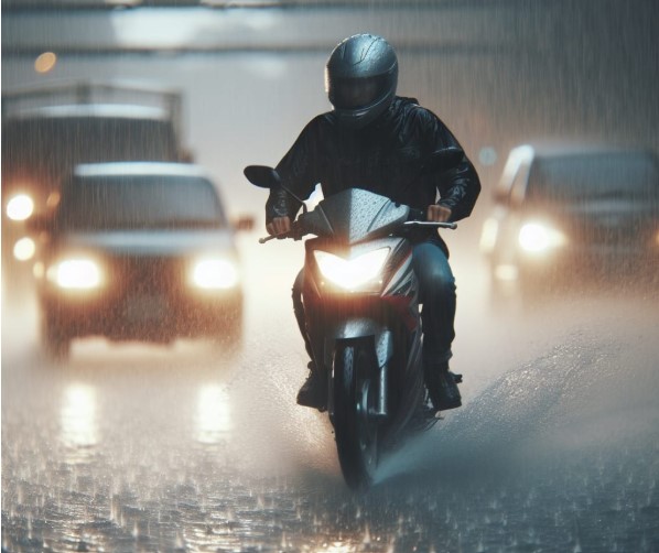Berkendara motor saat musim hujan memerlukan perhatian ekstra karena kondisi jalan yang basah, licin, dan sering kali tertutup genangan air.