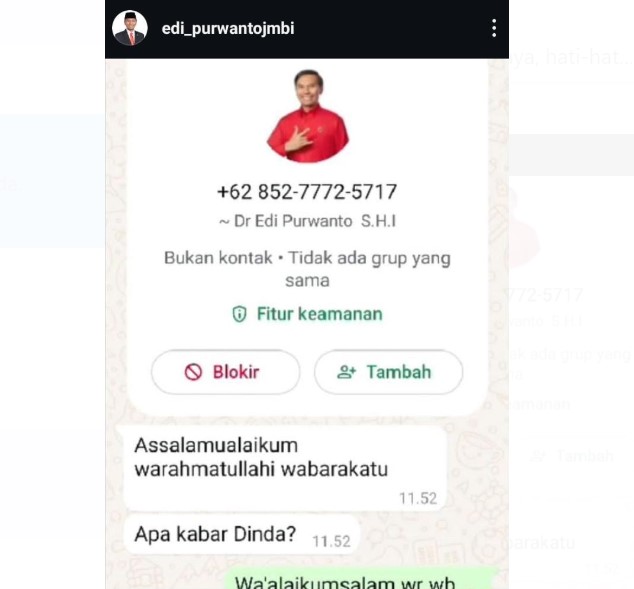 Bagi masyarakat serta teman-teman akrab anggota DPR RI dapil Jambi, Edi Purwanto diminta untuk berhati-hati.