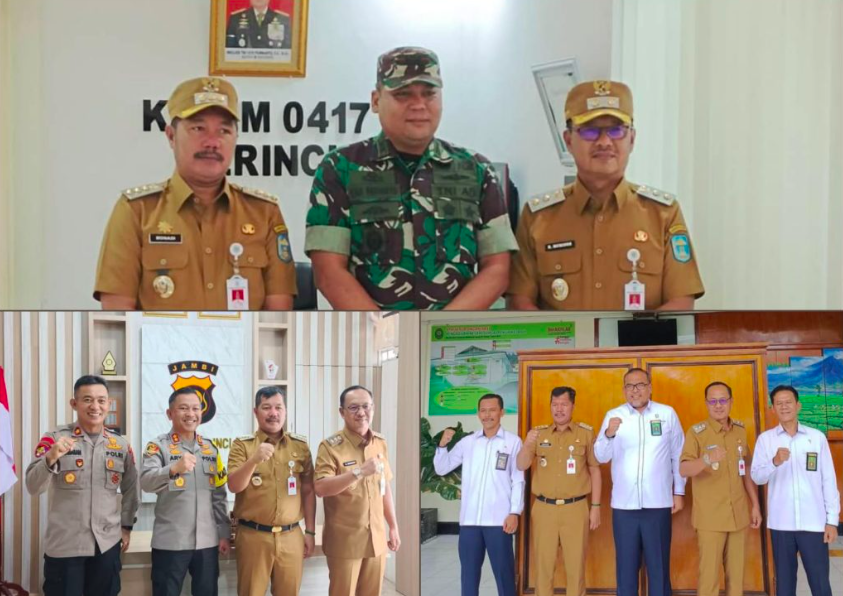 Bupati dan Wabup Kerinci Lakukan Kunjungan Perdana ke Kodim, Polres, dan PN