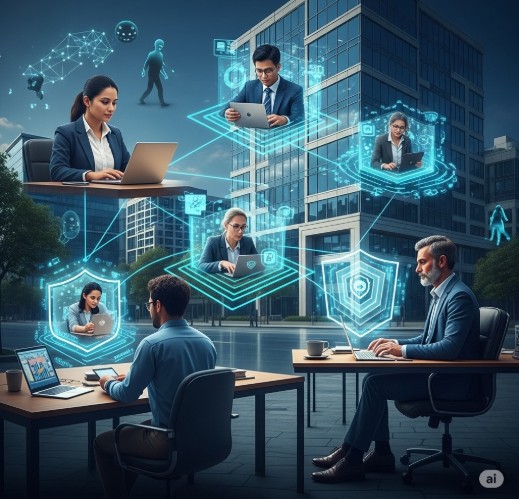 Ilustrasi Cybersecurity di Era Hybrid Work.