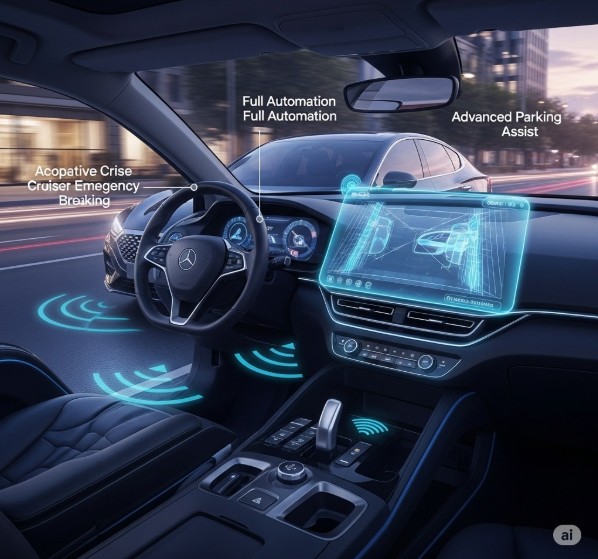 Ilustrasi Teknologi ADAS & Fitur Smart Car 2025.