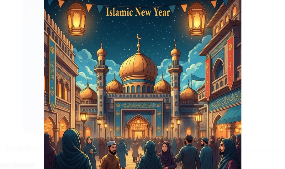 Ilustrasi ucapan tahun baru Islam 1 muharram 1447 H. Foto : AI/Jambiseru.com