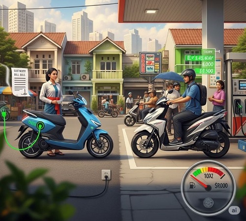 motor listrik vs motor bensin mana pilihan paling ekonomis di indonesia 2025