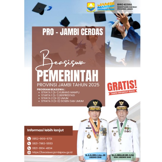 Pemprov Kembali Luncurkan Beasiswa Pro-Jambi Cerdas senilai 7,7 Milyar Rupiah, Jangkau Mahasiswa Tidak Mampu dan Berprestasi