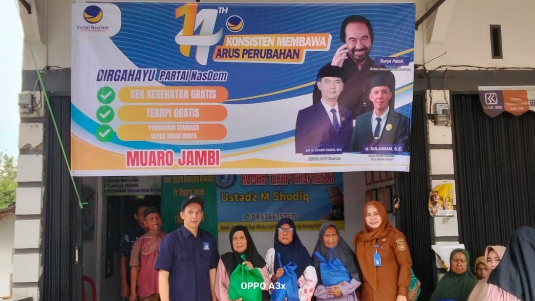 Ketua Fraksi NasDem Muaro Jambi Gelar Aksi Sosial di Tempino: Bukti Nyata Konsisten Membawa Arus Perubahan Ketua Fraksi NasDem Muaro Jambi Gelar Aksi Sosial di Tempino: Bukti Nyata Konsisten Membawa Arus Perubahan