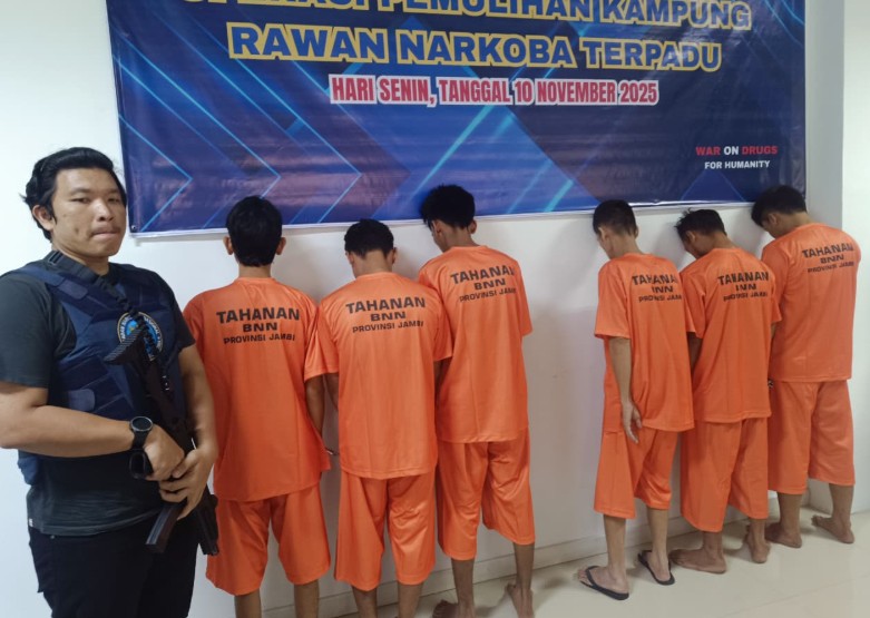 BNNP Jambi Gerebek Dua Basecamp Narkoba, Enam Pengedar Ditangkap