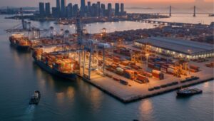 Ilustrasi pelabuhan kapal. Foto: AI