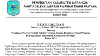 Panitia Seleksi (Pansel) Jabatan Pimpinan Tinggi (JPT) Pratama di lingkungan Pemerintah Kabupaten Merangin resmi mengumumkan tiga peserta terbaik untuk setiap jabatan yang dilelang dalam seleksi terbuka JPT Pratama Tahun 2025. Jumat (16/1/2026)