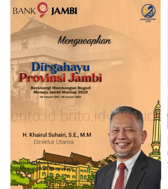 Bank Jambi Ucapkan Selamat HUT ke-69 Provinsi Jambi, Tegaskan Komitmen Bangun Daerah Berkelanjutan