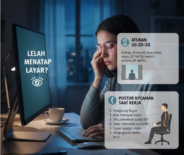 Lelah Menatap Layar? Gunakan Aturan 20-20-20 dan Tips Postur Agar Kerja Tetap Nyaman