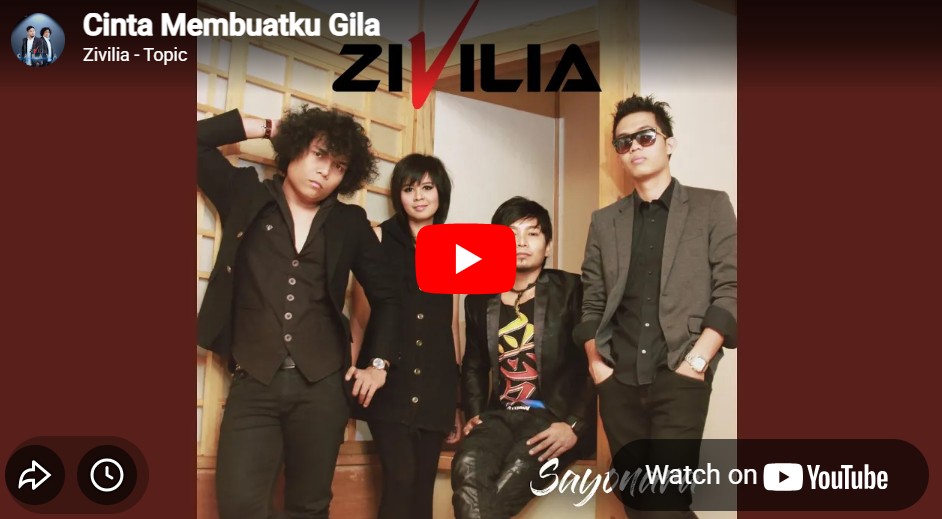 lagu cinta membuatku gila zivilia.