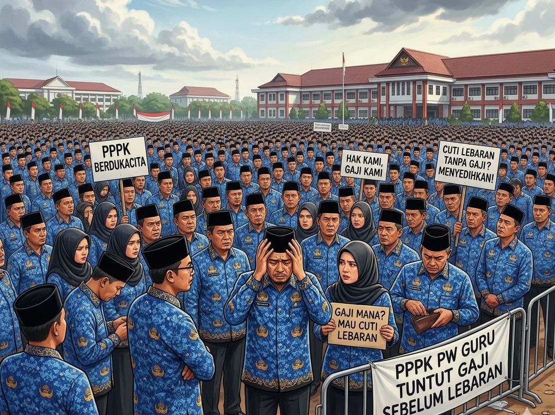 Ratusan Pegawai Pemerintah dengan Perjanjian Kerja (PPPK) Paruh Waktu di lingkup Dinas Pendidikan dan Kebudayaan Kabupaten Merangin terpaksa menelan pil pahit. Hingga puasa hari ke-30, mereka masih harus menunggu tanpa kepastian pencairan gaji, Jumat (20/3/2026). Ilustrasi: net