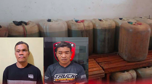 Pelaku dan barang bukti BBM ilegal yang diamankan Polres Kerinci. Foto: Oga/Jmabiseru.com