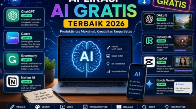 Aplikasi AI Gratis Terbaik 2026 yang Wajib Dicoba untuk Produktivitas dan Kreativitas Tanpa Batas