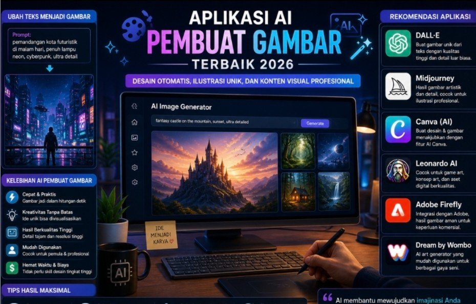 Aplikasi AI Pembuat Gambar Terbaik 2026 untuk Desain Otomatis, Ilustrasi Unik, dan Konten Visual Profesional