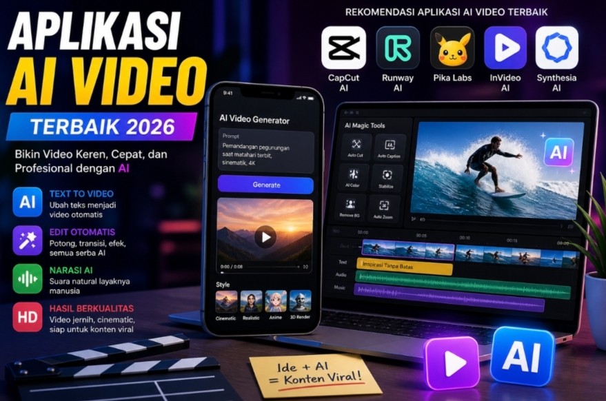 Aplikasi AI Video Terbaik 2026 yang Lagi Viral, Gratis Dipakai dan Bikin Konten Jadi Lebih Profesional