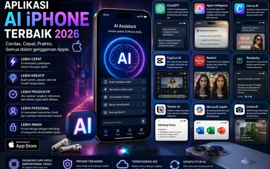 Aplikasi AI iPhone Terbaik 2026 yang Lagi Viral dan Wajib Dicoba Pengguna Apple