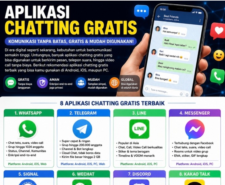 Aplikasi Chatting Gratis Terbaik 2026 yang Paling Banyak Dipakai: Cepat, Aman, dan Cocok untuk Semua Kebutuhan