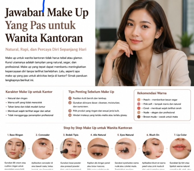 Jawaban Make Up yang Pas untuk Wanita Kantoran: Elegan, Profesional, dan Tetap Natural untuk Aktivitas Seharian Jawaban Make Up yang Pas untuk Wanita Kantoran: Elegan, Profesional, dan Tetap Natural untuk Aktivitas Seharian