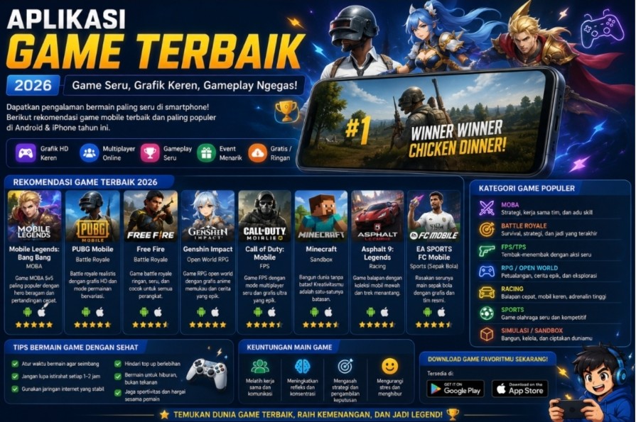 Aplikasi Game Terbaik 2026: Pilihan Game Mobile Paling Seru dan Populer untuk Android dan iPhone