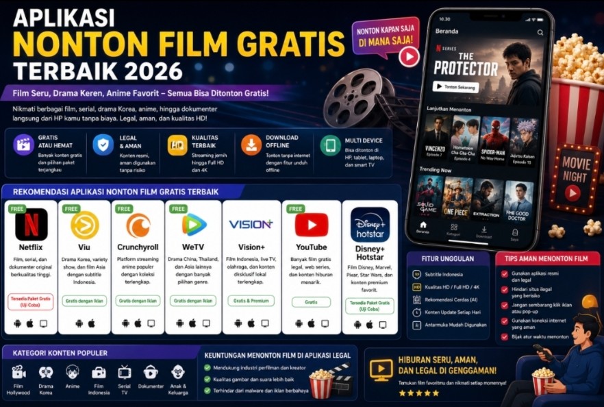 Aplikasi Nonton Film Gratis Terbaik 2026: Pilihan Platform Streaming Seru untuk Android dan iPhone