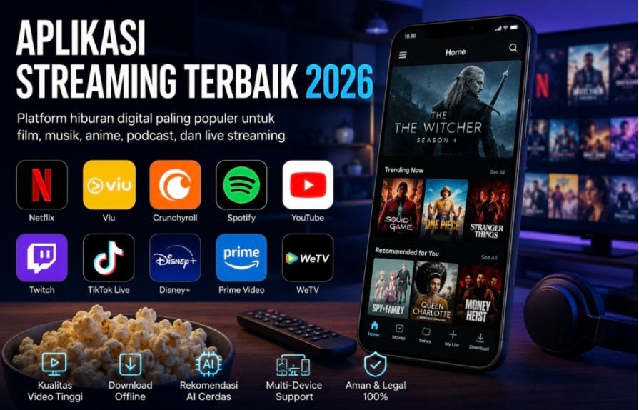 Aplikasi Streaming Terbaik 2026: Platform Hiburan Digital Paling Populer untuk Film, Musik, dan Live Streaming Aplikasi Streaming Terbaik 2026: Platform Hiburan Digital Paling Populer untuk Film, Musik, dan Live Streaming